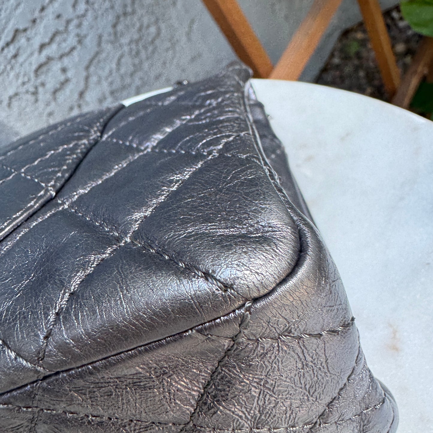 Chanel 2.55 Reissue 227 Double Flap Metallic Aged Calfskin Shoulder Bag