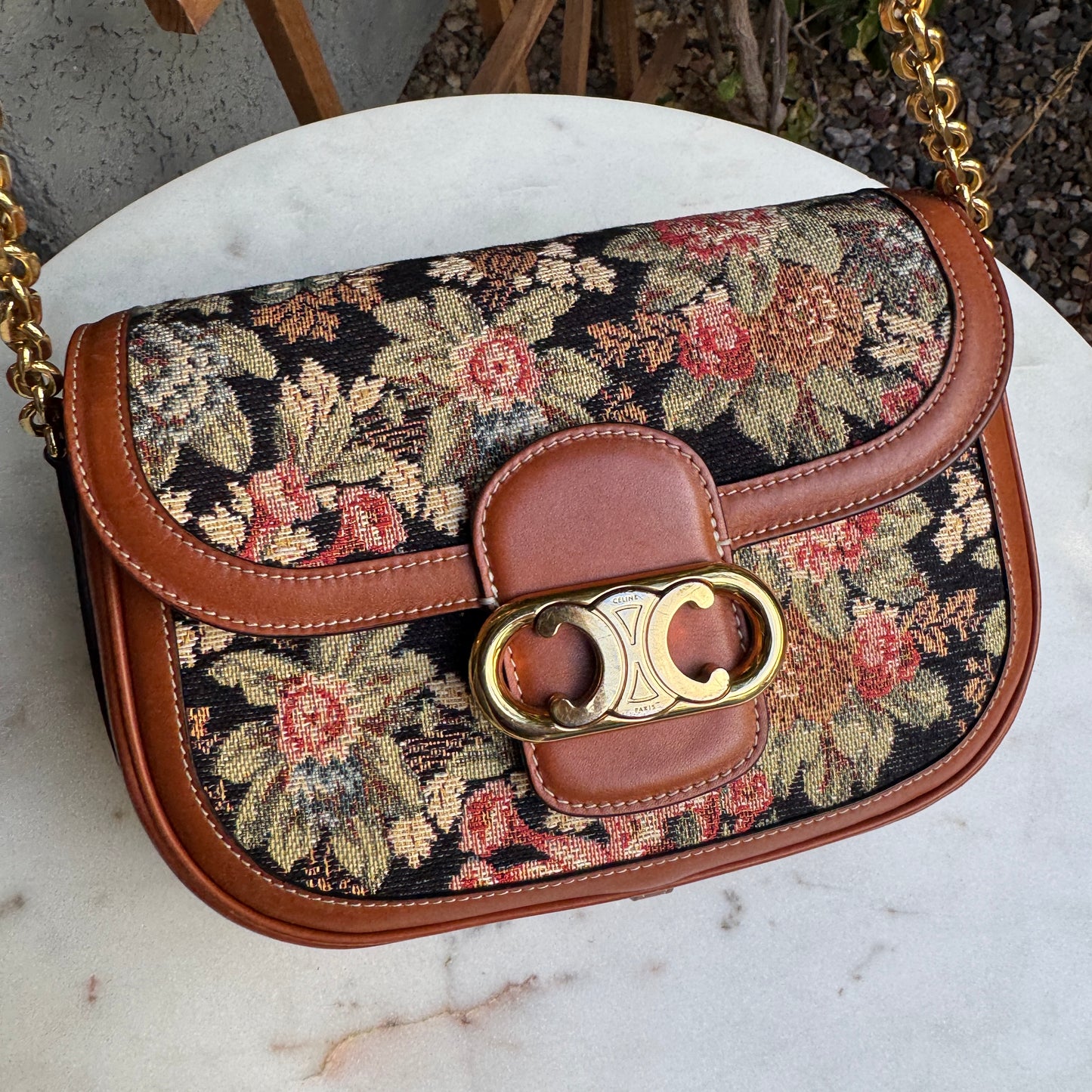 Celine Floral Jacquard Chain Maillon Triomphe