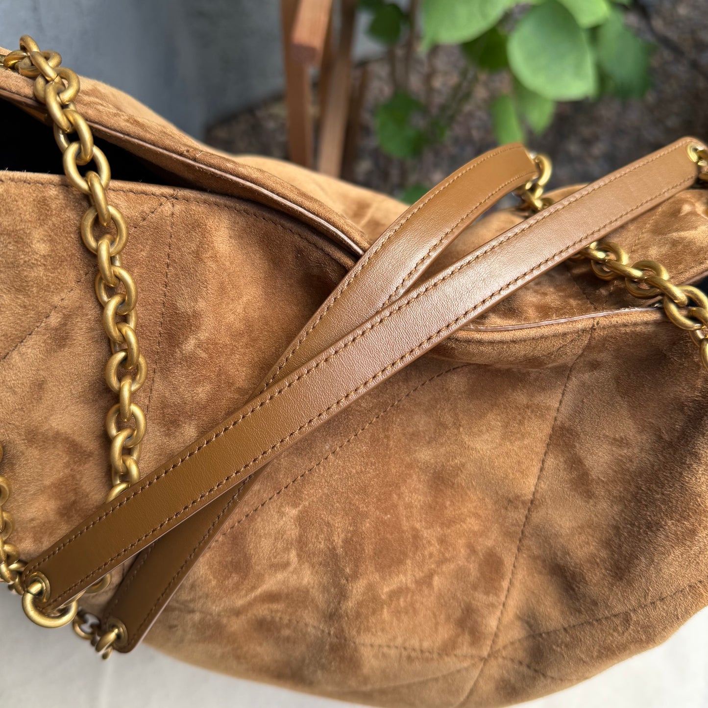 Saint Laurent Suede Leather Medium Jamie Shopping Bag with Pouch