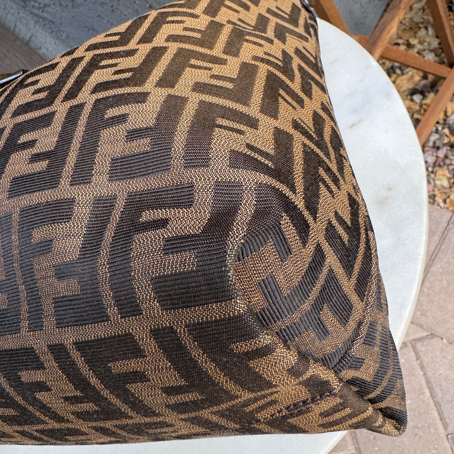 Fendi Turnlock Zucca Canvas Hobo Shoulder Bag