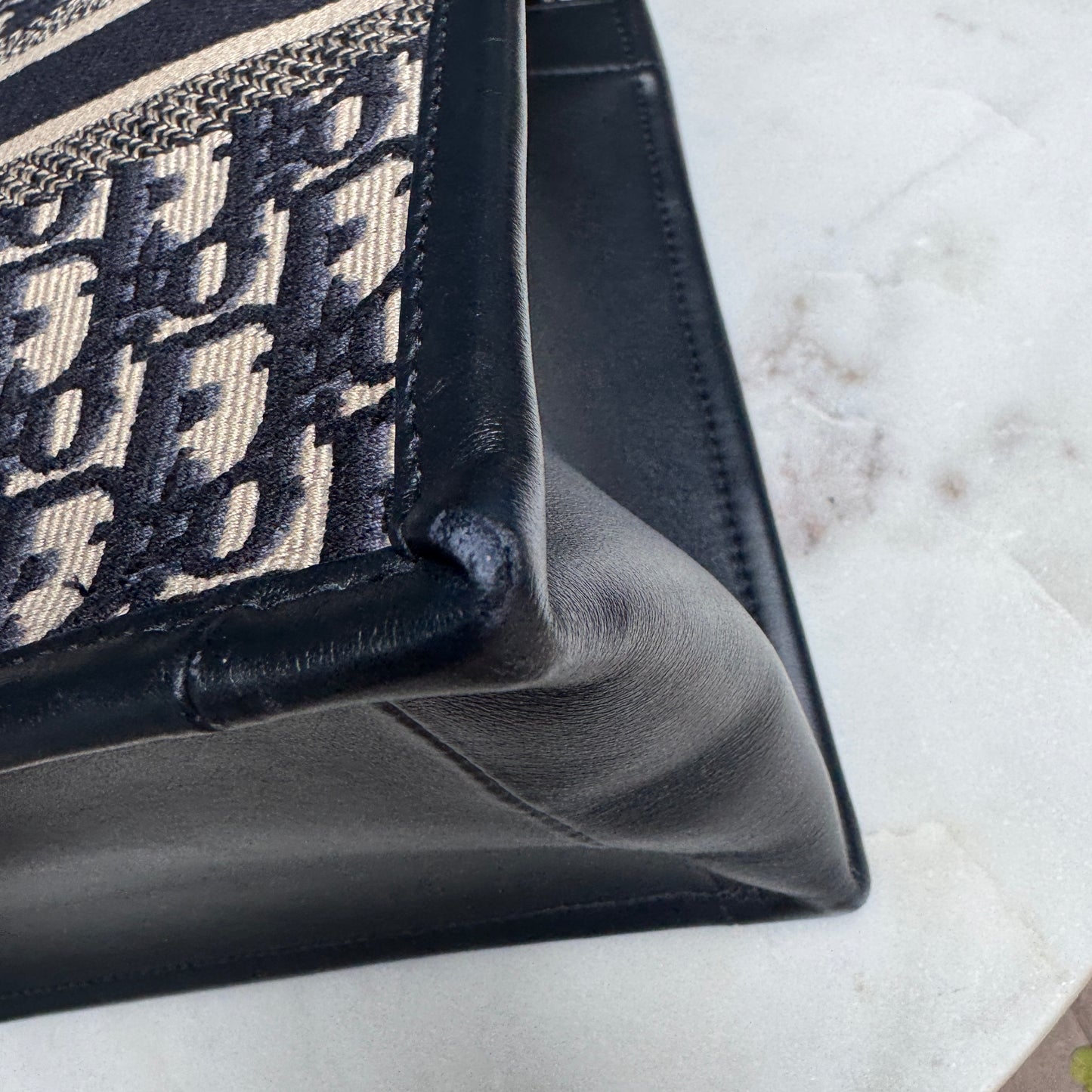 Christian Dior Oblique Embroidery and Calfskin Small Book Tote