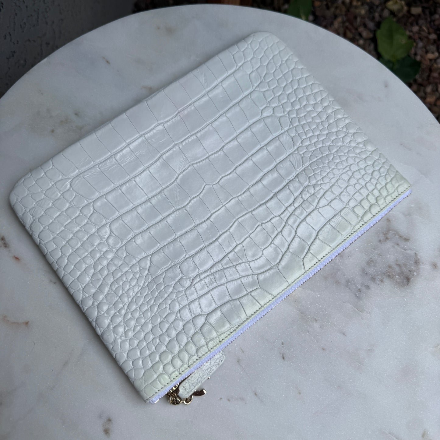 Chanel Croc Embossed Leather O-Case Clutch