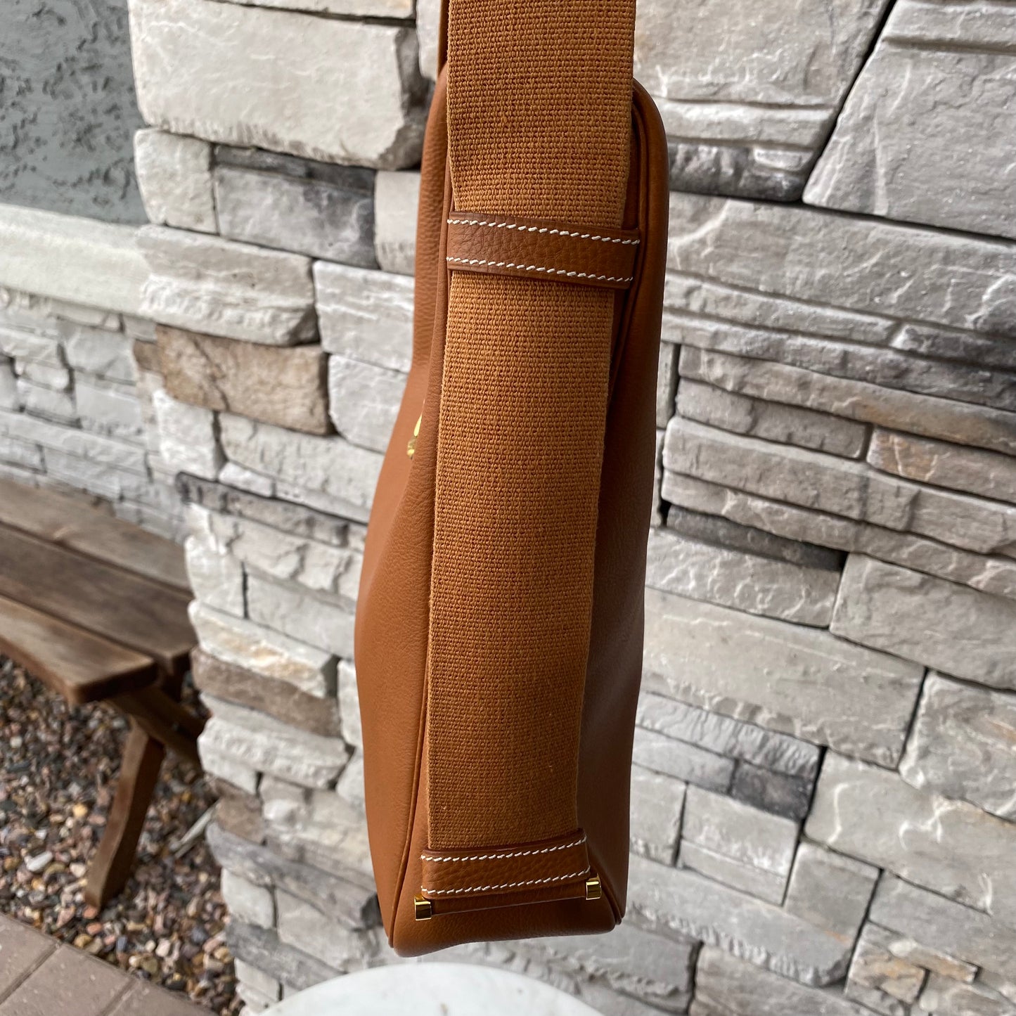 Hermès Tsako Gold Clemence Leather Shoulder Bag