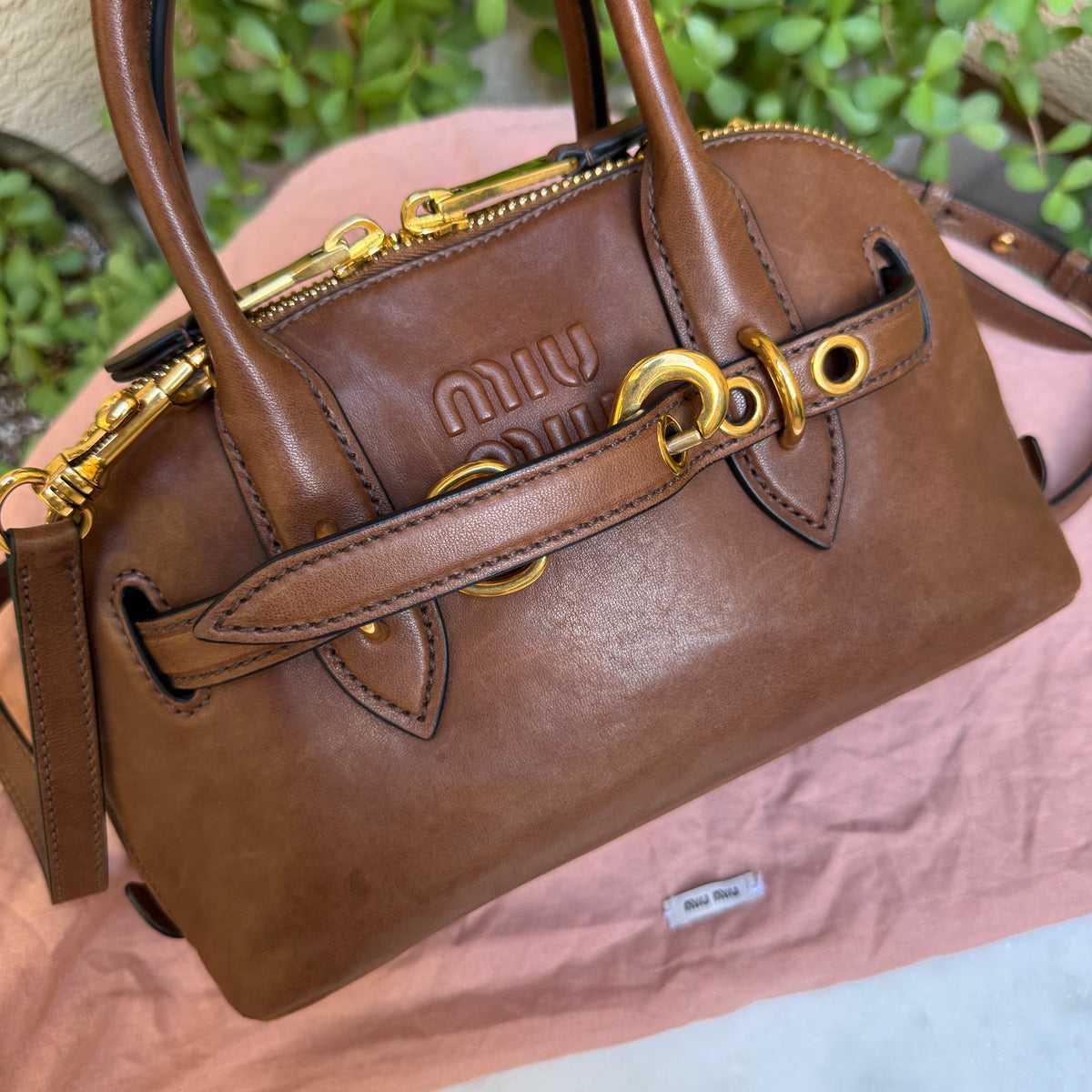 Miu Miu Adventure Nappa Leather Top Handle Bag