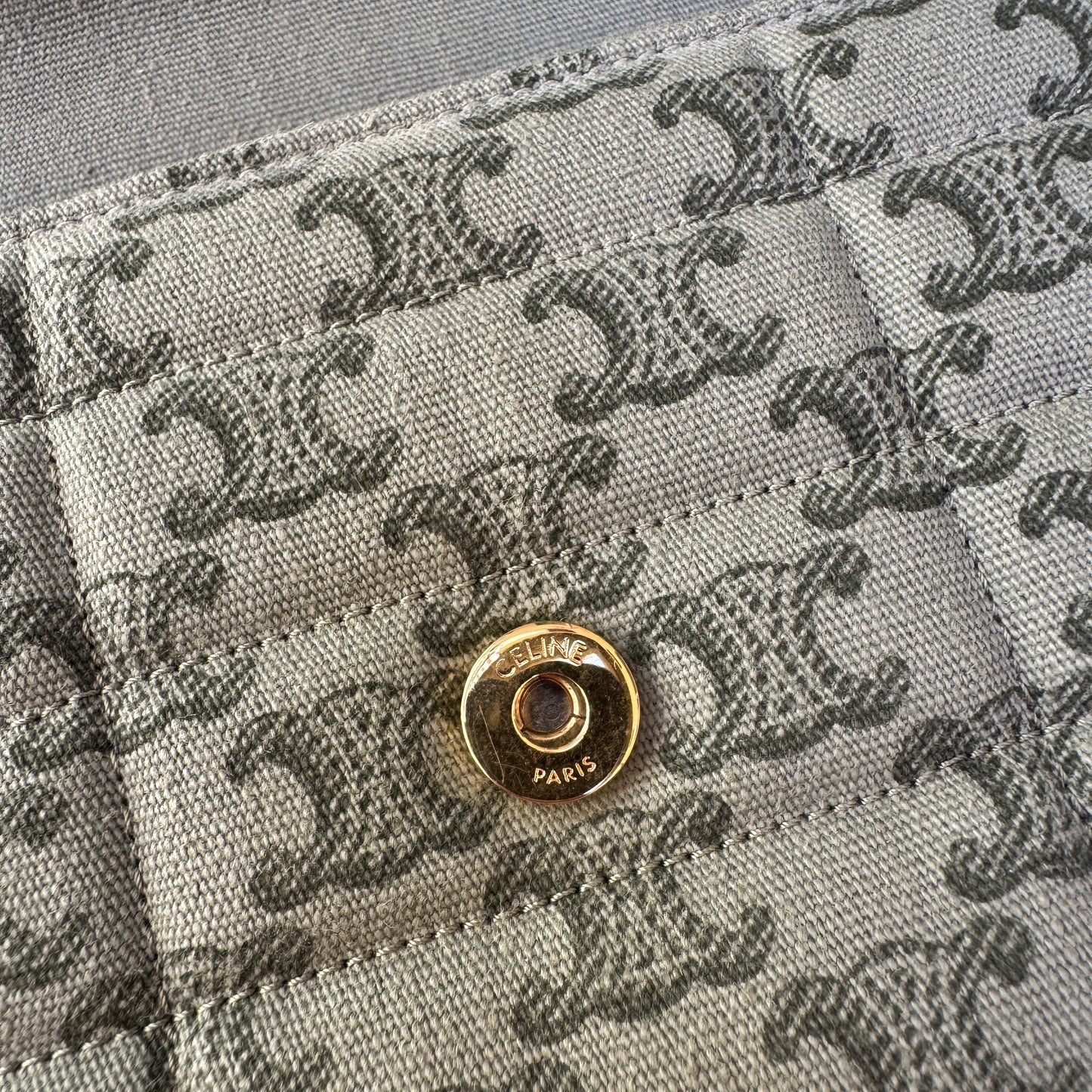 Celine Matelassé Triomphe Canvas Chain Shoulder Bag