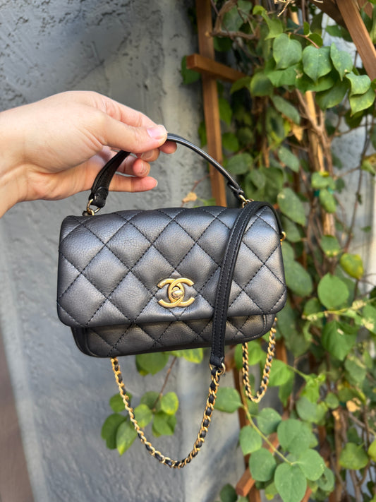 Chanel Quilted Leather Mini Business Affinity Flap Crossbody