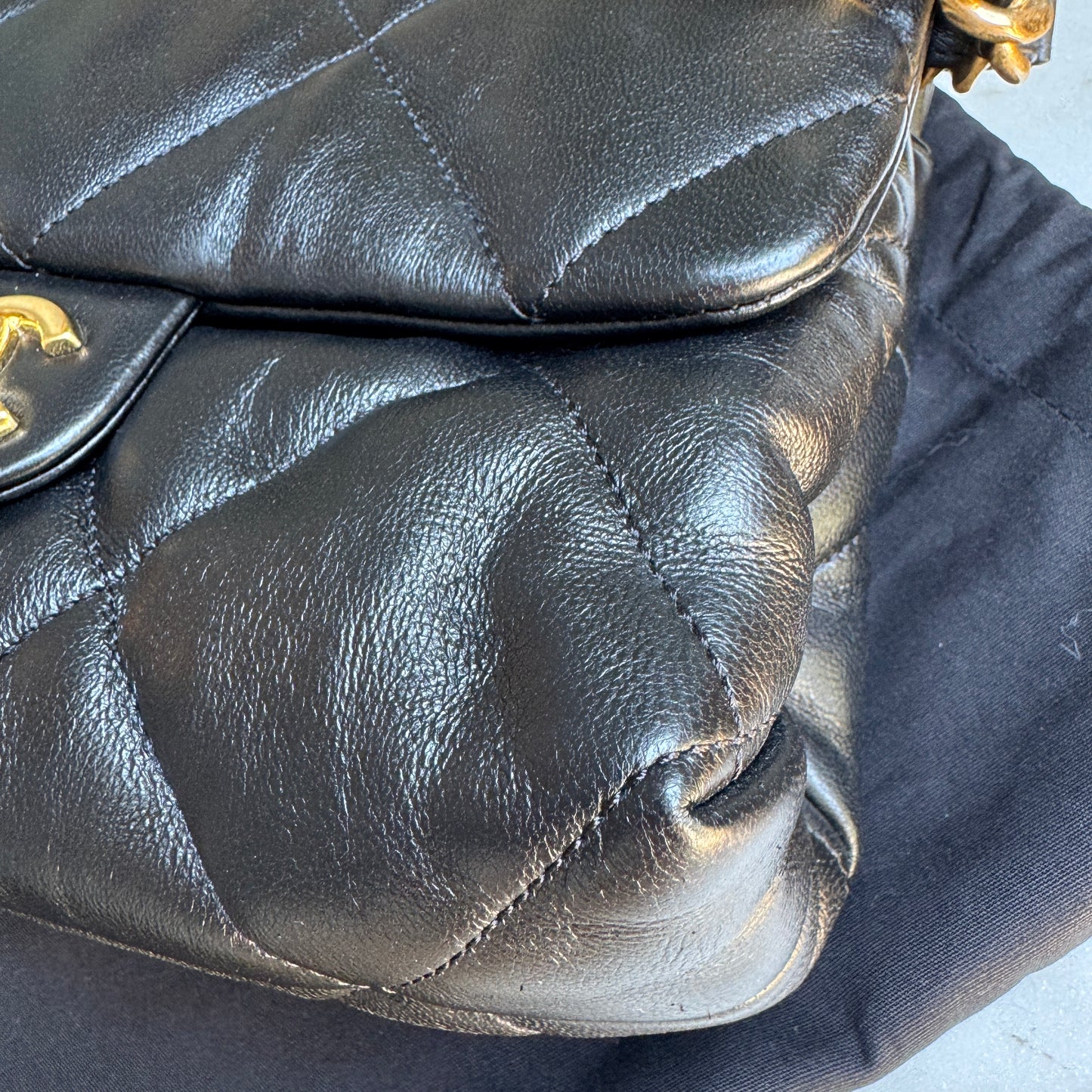 Chanel CC Bar Chain Handle Single Flap Quilted Lambskin Crossbody