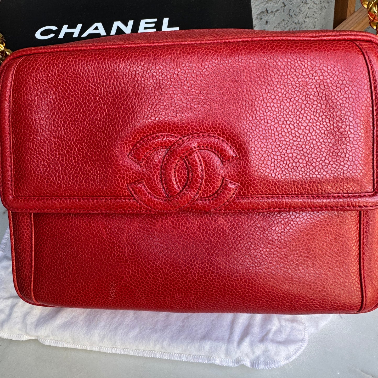 Chanel Caviar Leather Camera CC Vintage Flap Crossbody