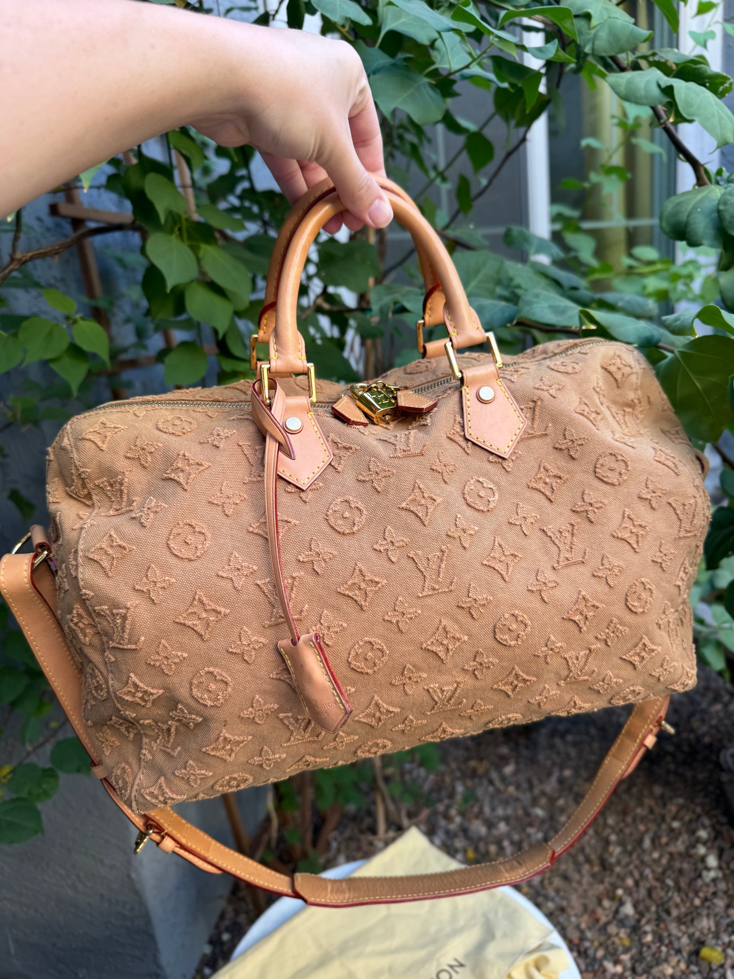 Louis Vuitton Monogram Stone Denim Speedy Bandouliere 35
