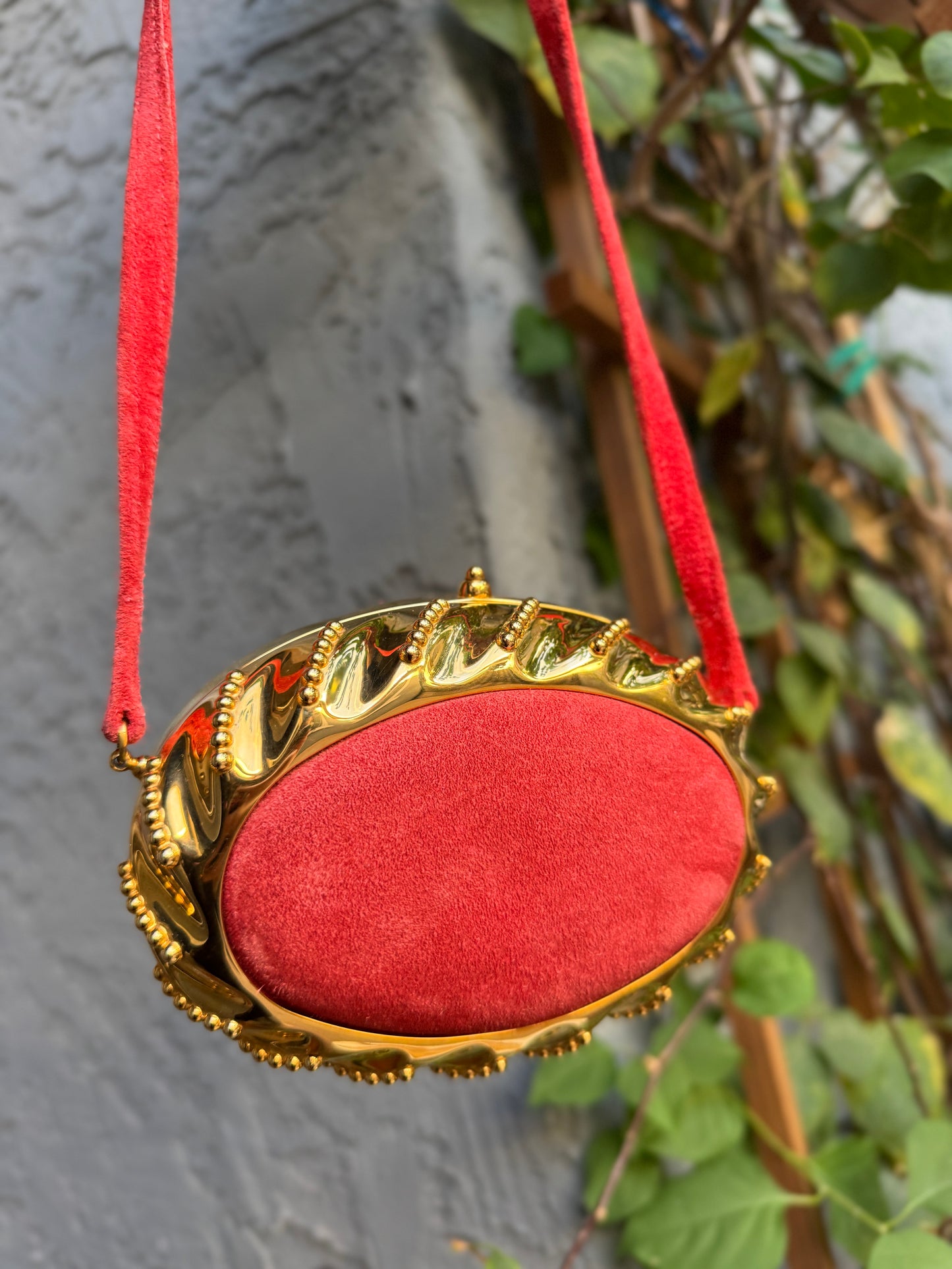 Hermès Oursin Minaudière Pochette Doblis Suede Leather Shoulder Bag