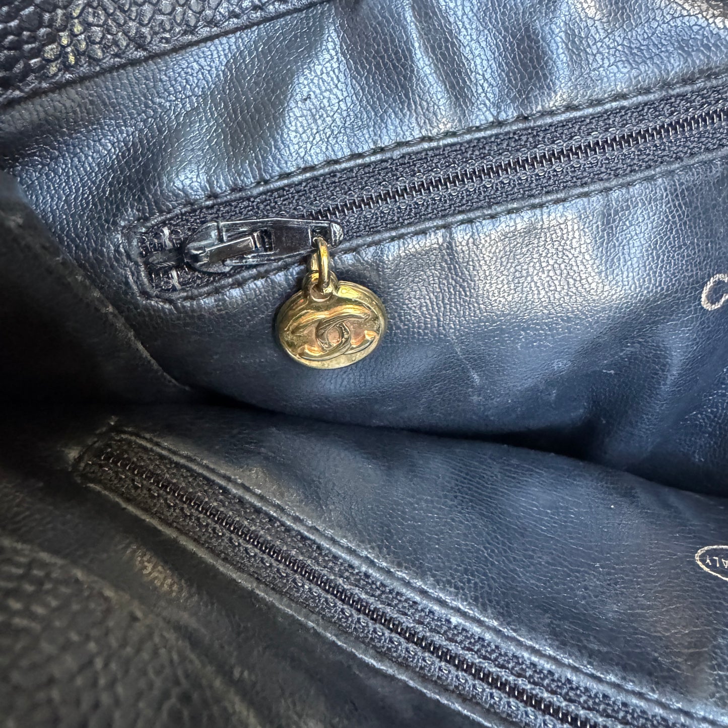 Chanel Caviar Leather Vintage CC Pocket Shoulder Bag