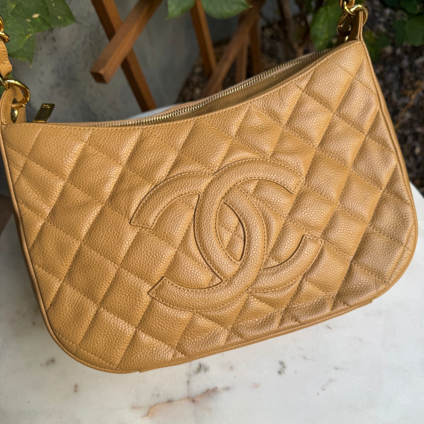 Chanel Timeless CC Quilted Caviar Leather Crescent Hobo Shoulder Bag