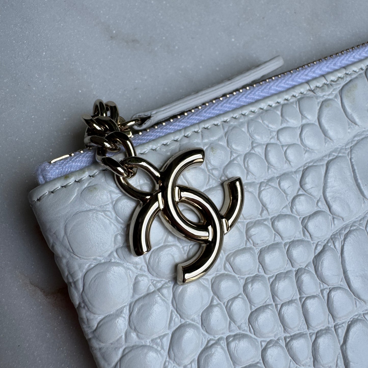 Chanel Croc Embossed Leather O-Case Clutch