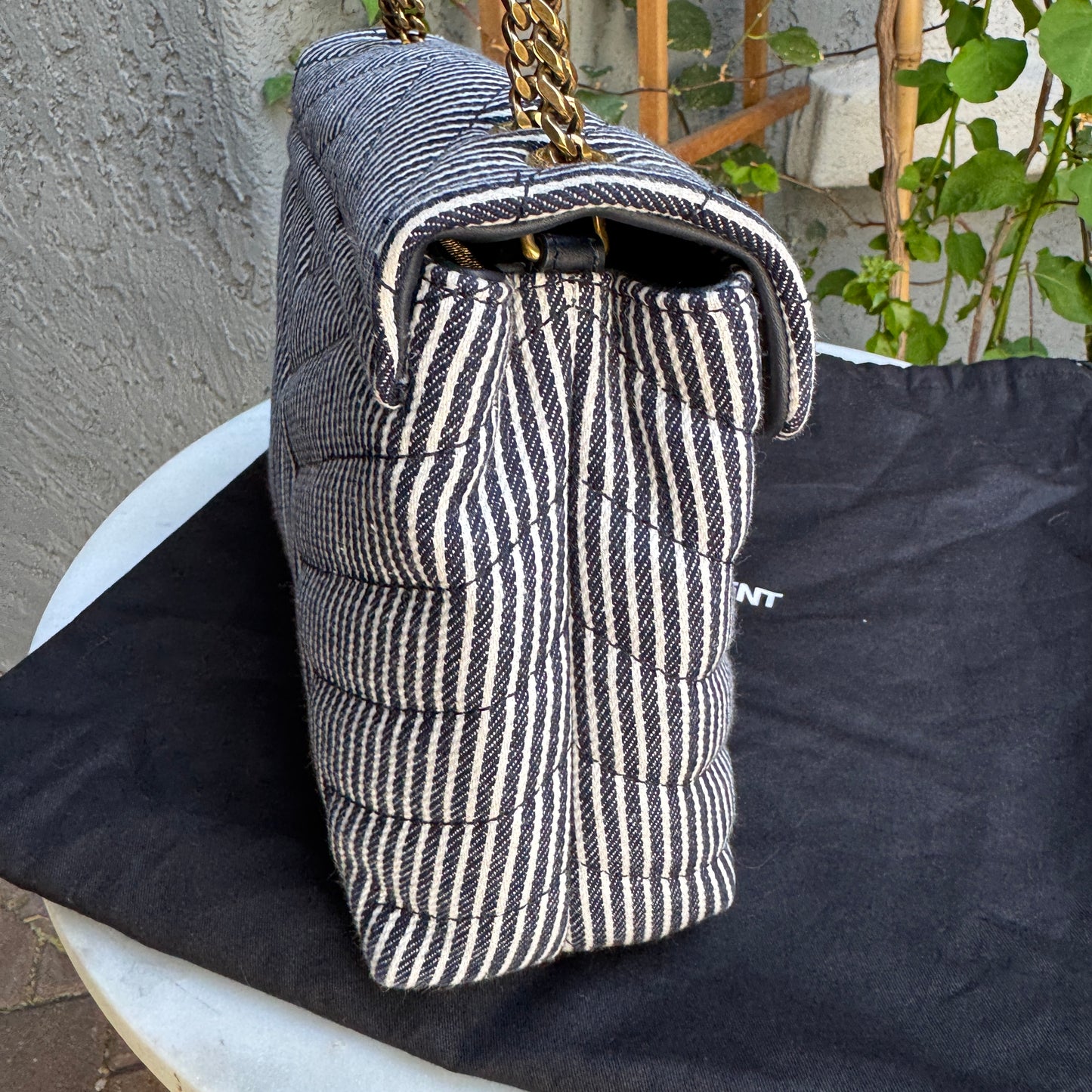 Saint Laurent Small Loulou Striped Chain Crossbody