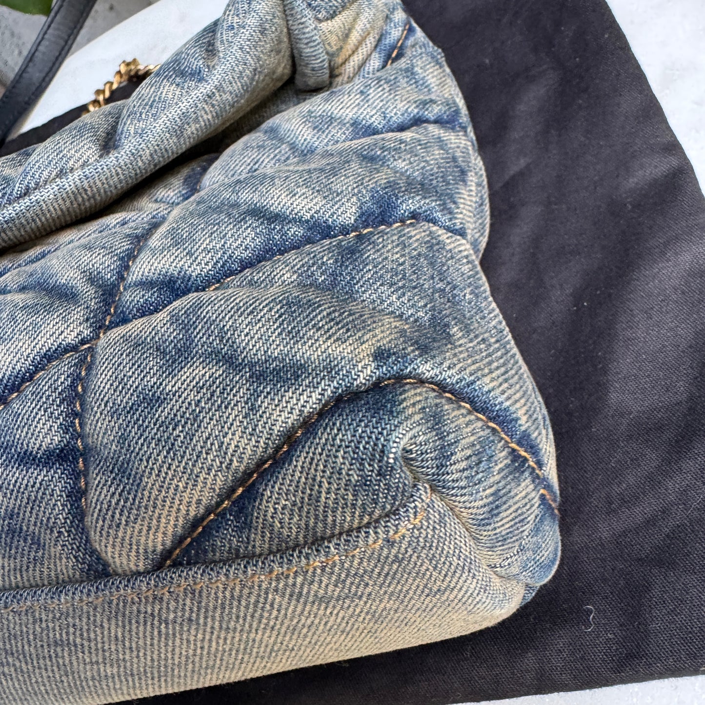 Saint Laurent Denim Toy LouLou Puffer Crossbody