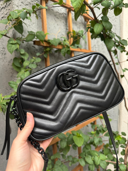 Gucci Matelasse Monochrome Small GG Marmont Chain Crossbody