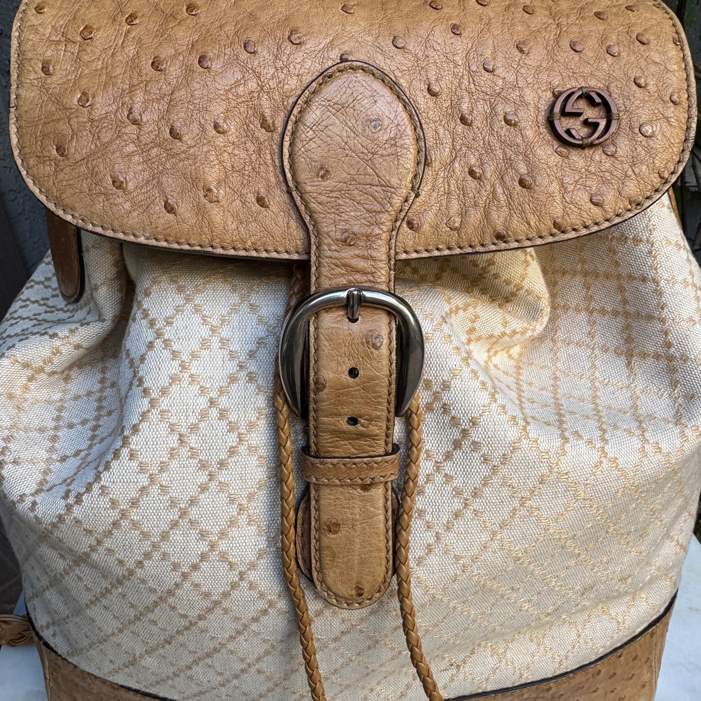 Gucci Ostrich Leather Convertible Backpack