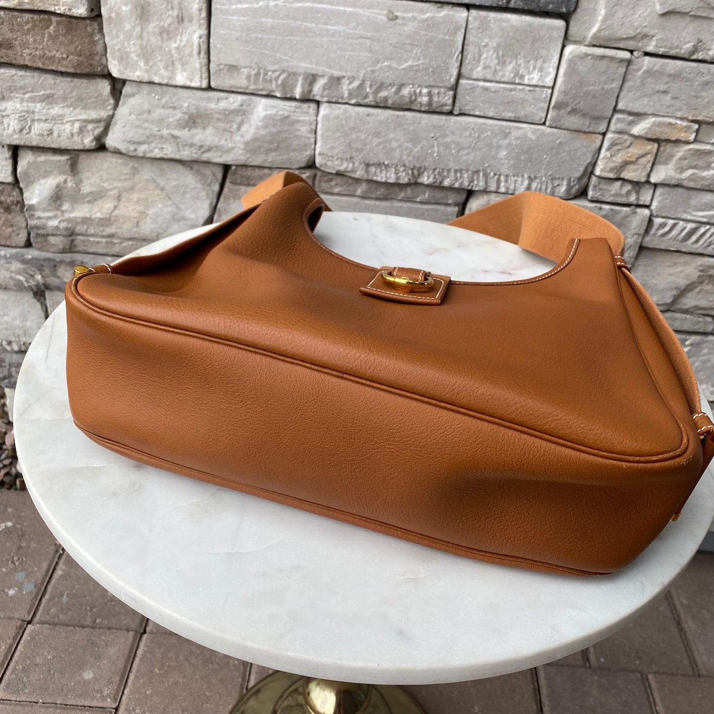 Hermès Tsako Gold Clemence Leather Shoulder Bag