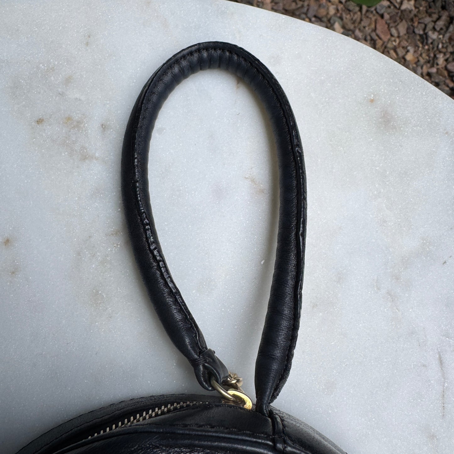 Chanel CC Round Timeless Vintage Lambskin Wristlet Handle Bag