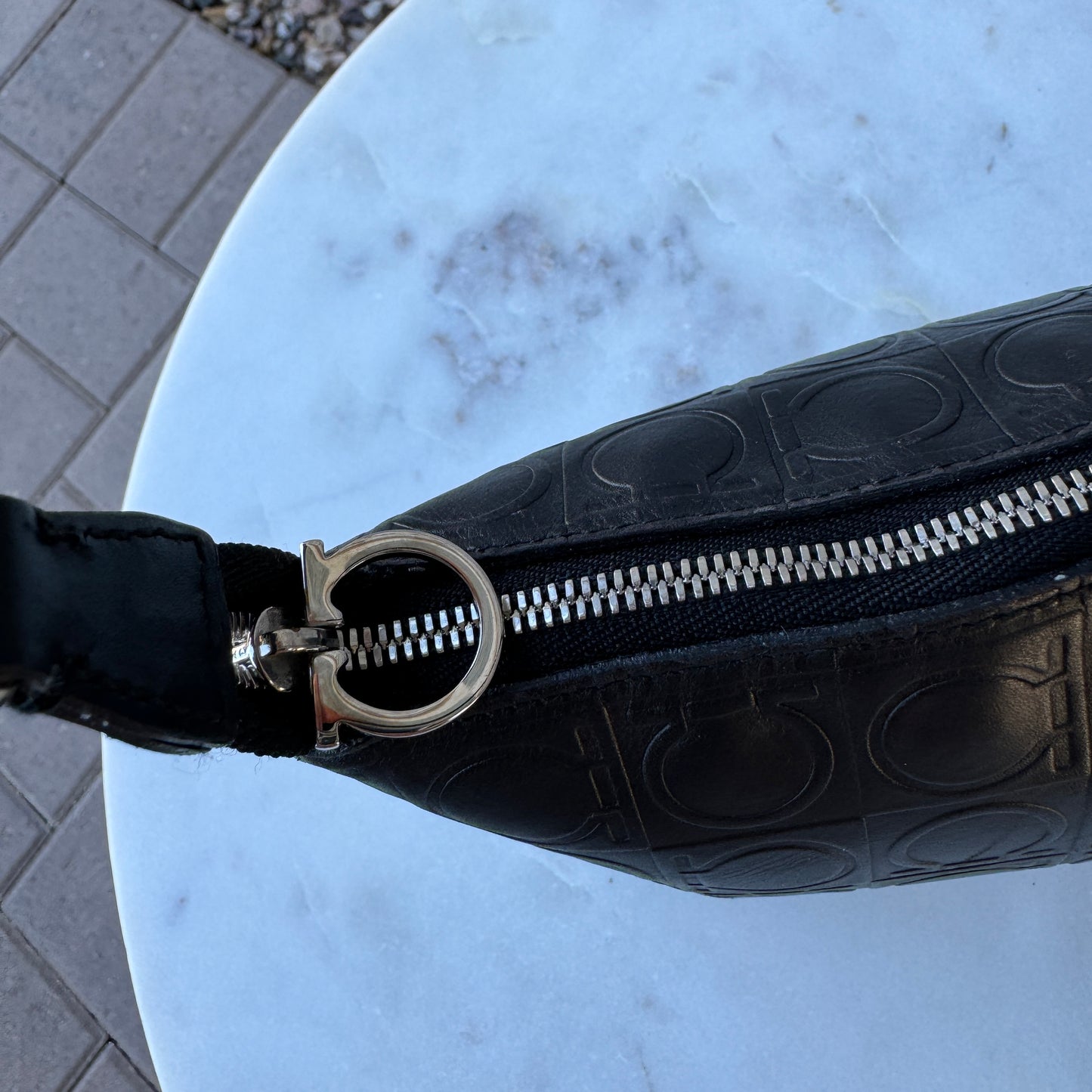 Salvatore Ferragamo Embossed Leather Shoulder Bag