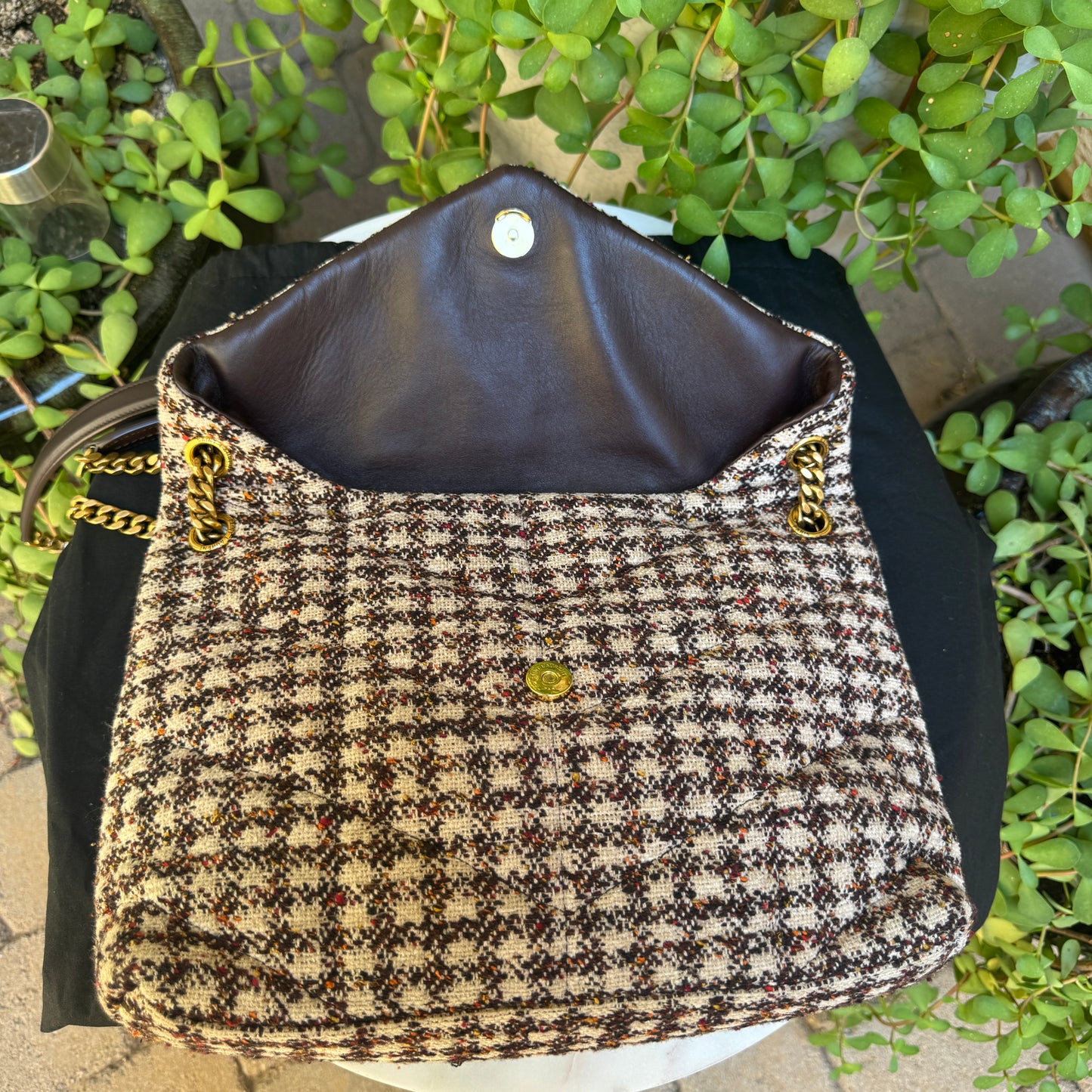 Saint Laurent Tweed Loulou Monogram Puffer Shoulder Bag