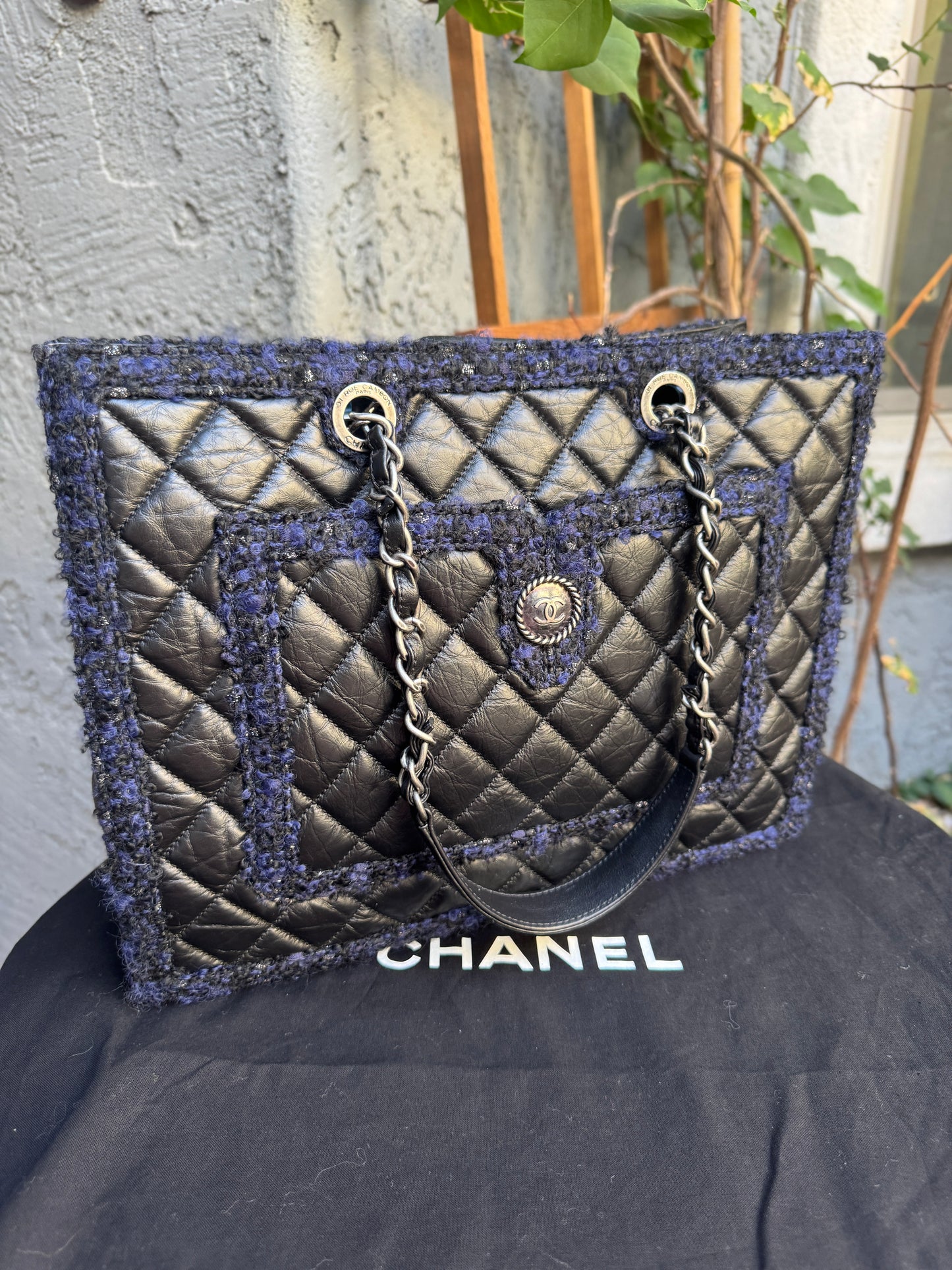 Chanel Calf Leather & Tweed Grand Shopping Secrets Tote