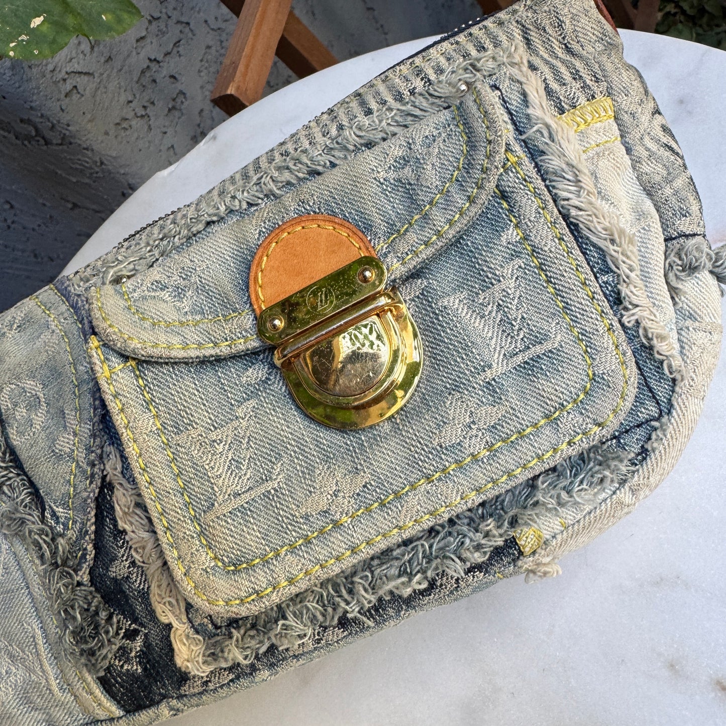 Louis Vuitton Denim Patchwork Pouchy Shoulder Bag