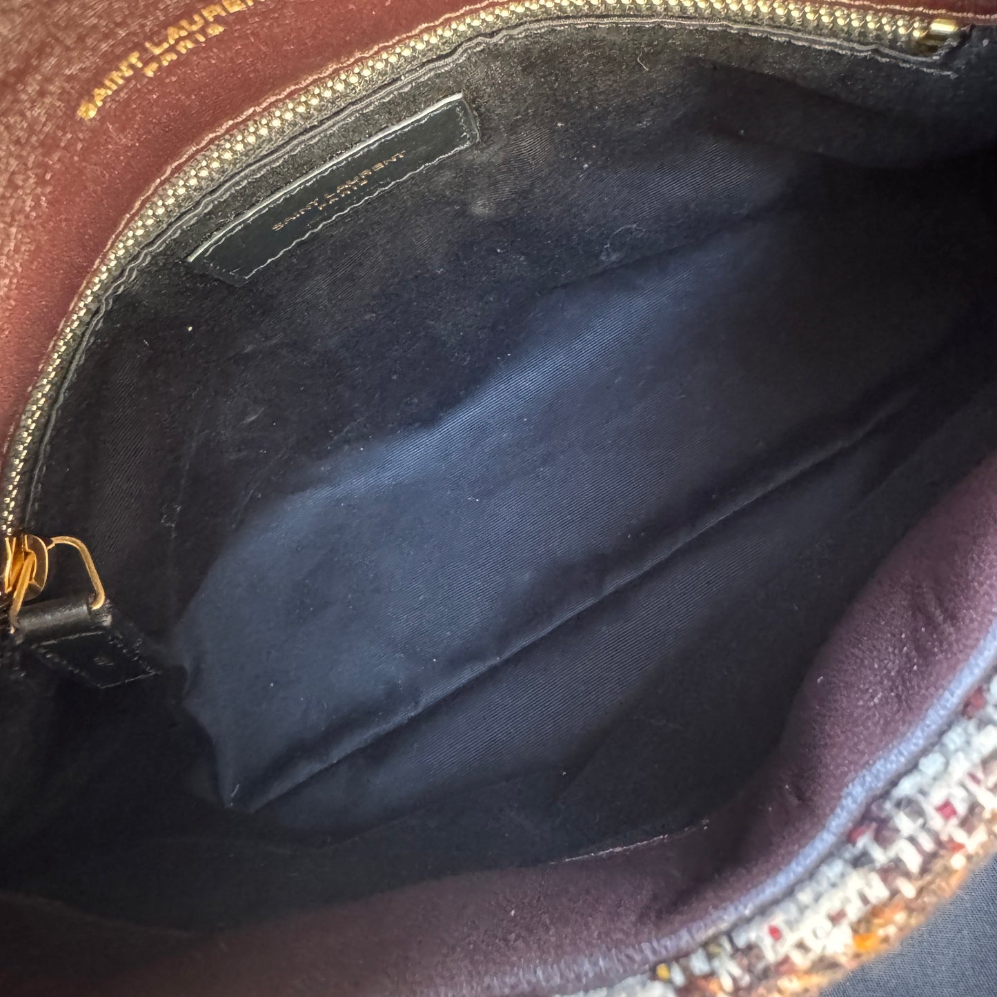 Saint Laurent Tweed Loulou Medium Monogram Puffer Shoulder Bag