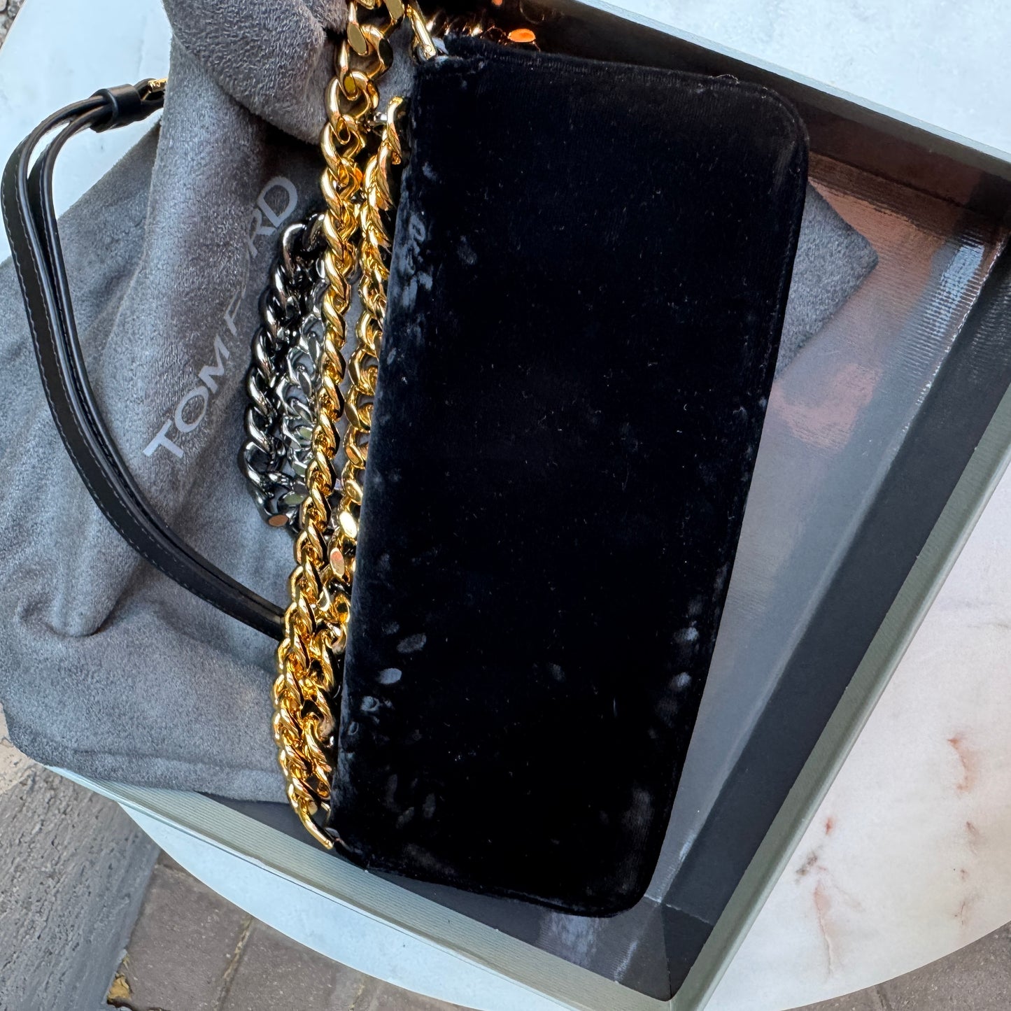 Tom Ford Triple Chain Velvet Crossbody