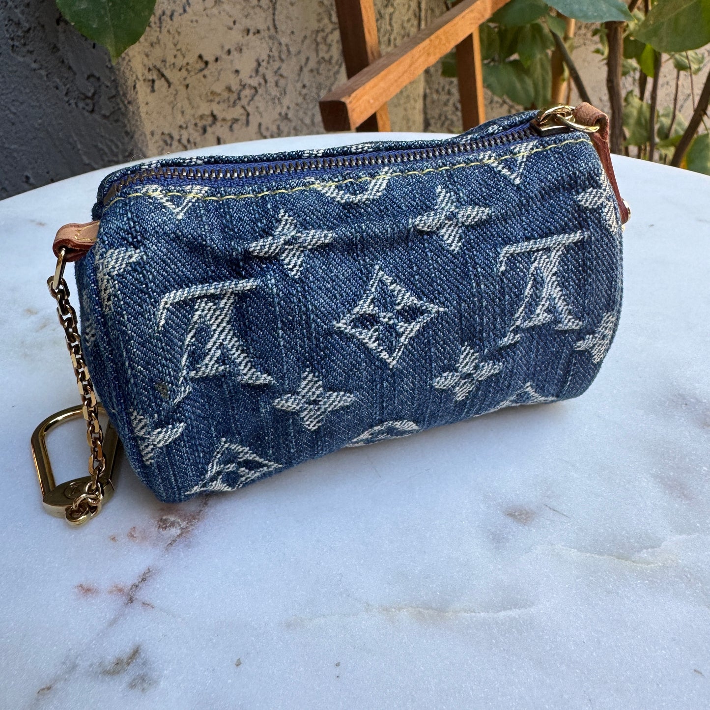 Louis Vuitton Vintage Monogram Denim Trousse Speedy Pouch