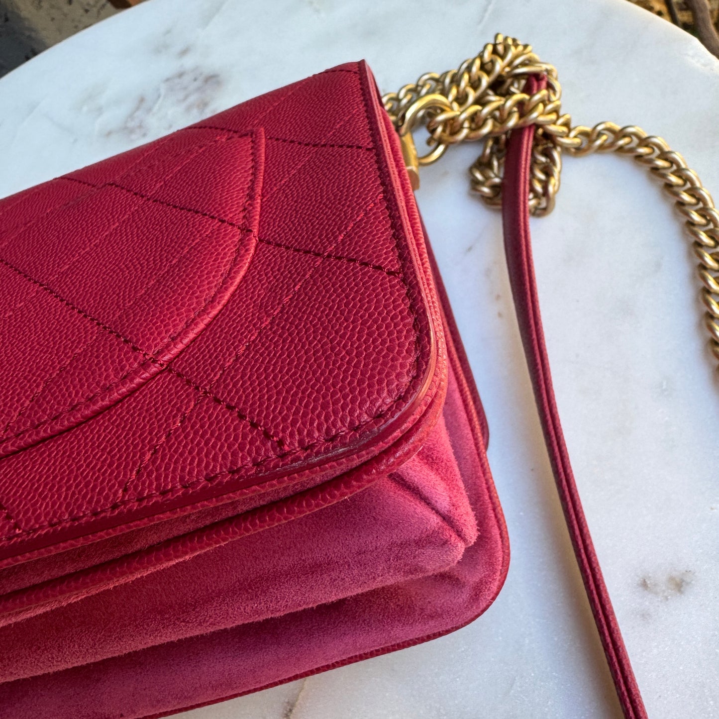 Chanel Lady Coco Caviar & Suede Leather WOC Crossbody