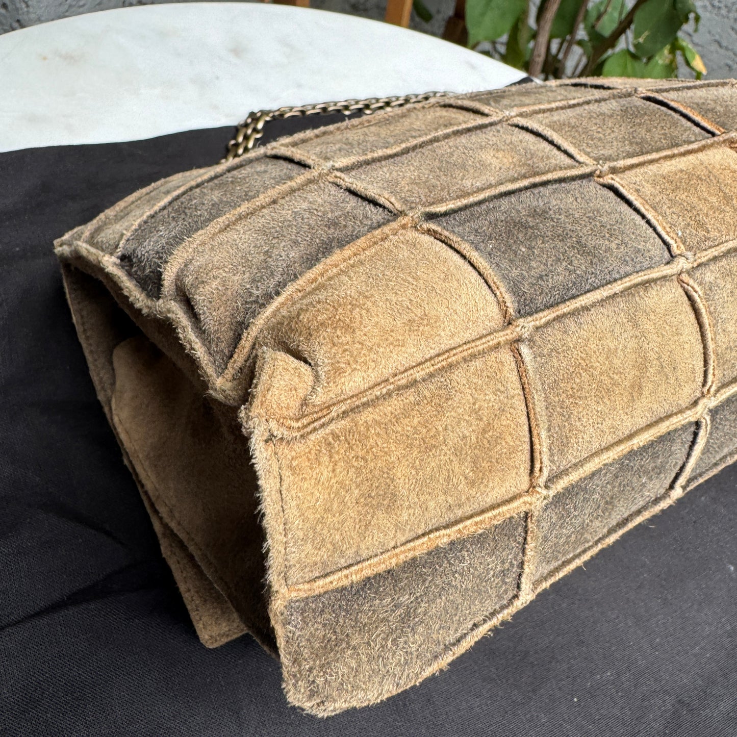 Chanel Suede Patchwork Reissue 225 Single Flap Shoulder Bag