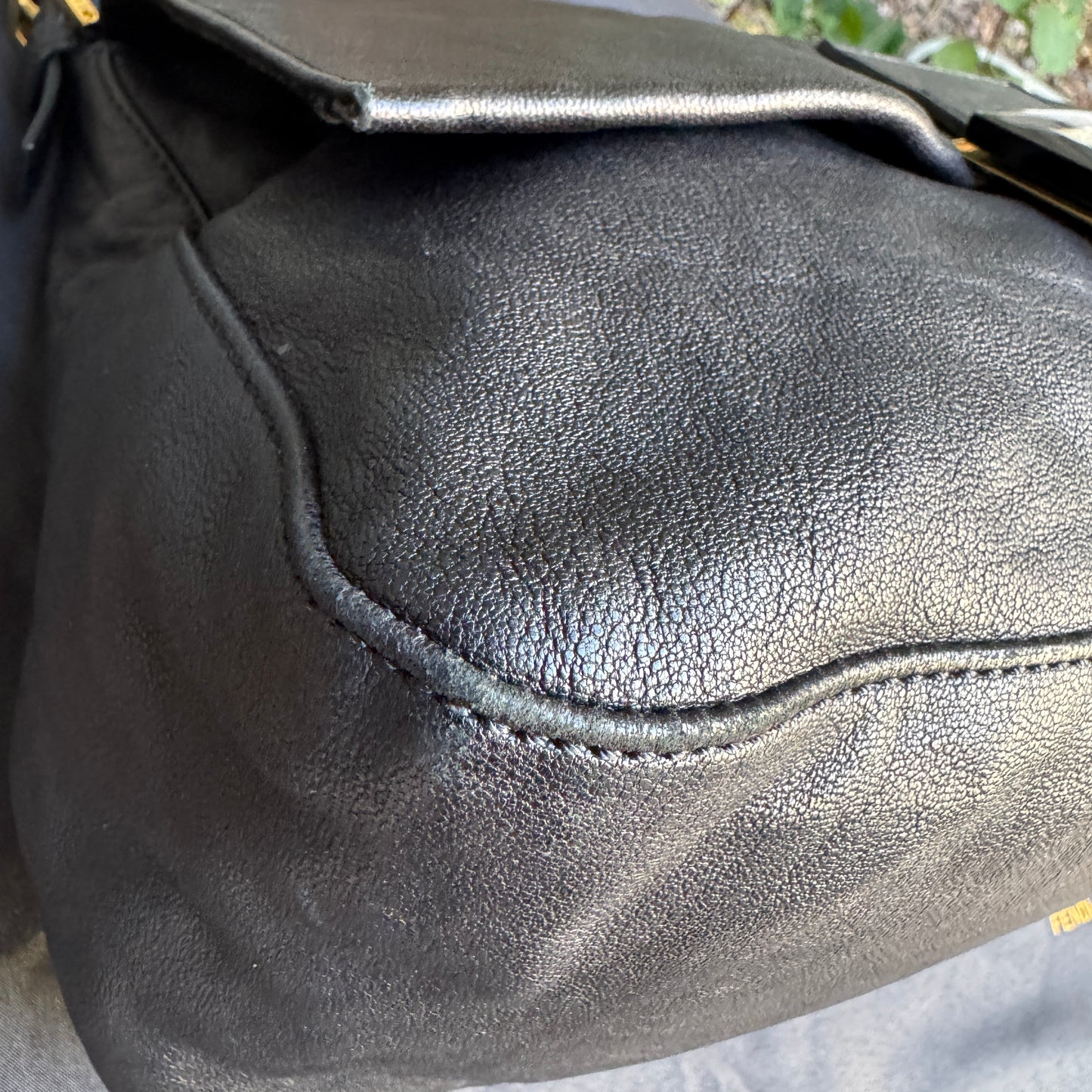 Fendi Lambskin Leather Tortoise Mamma Baguette