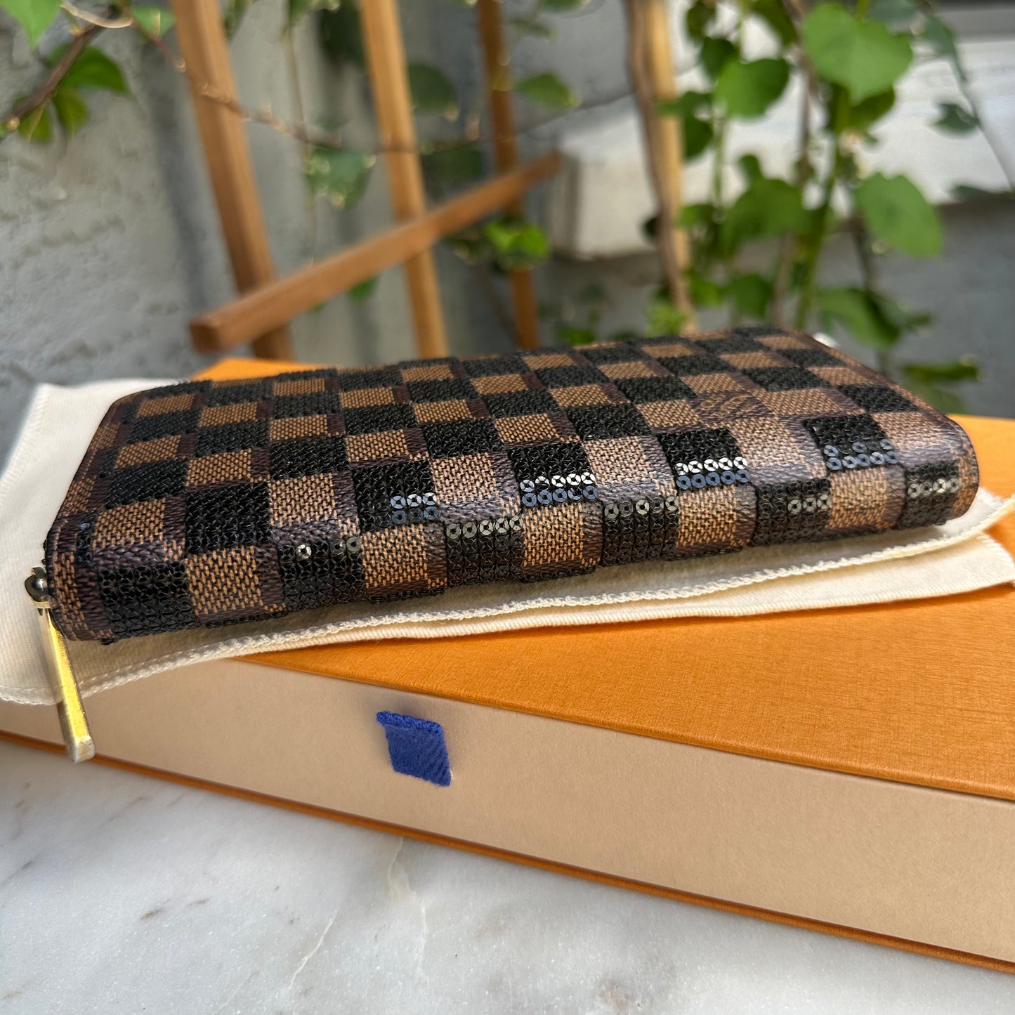Louis Vuitton Damier Ebene Paillettes Zippy Wallet