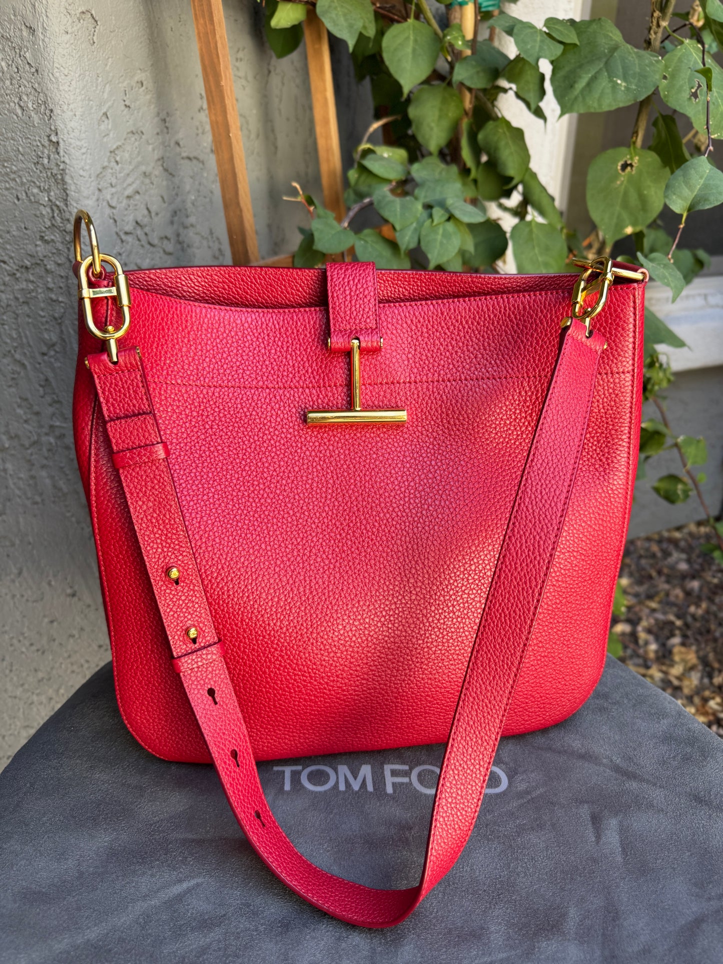 Tom Ford Grained Leather Tara Hobo