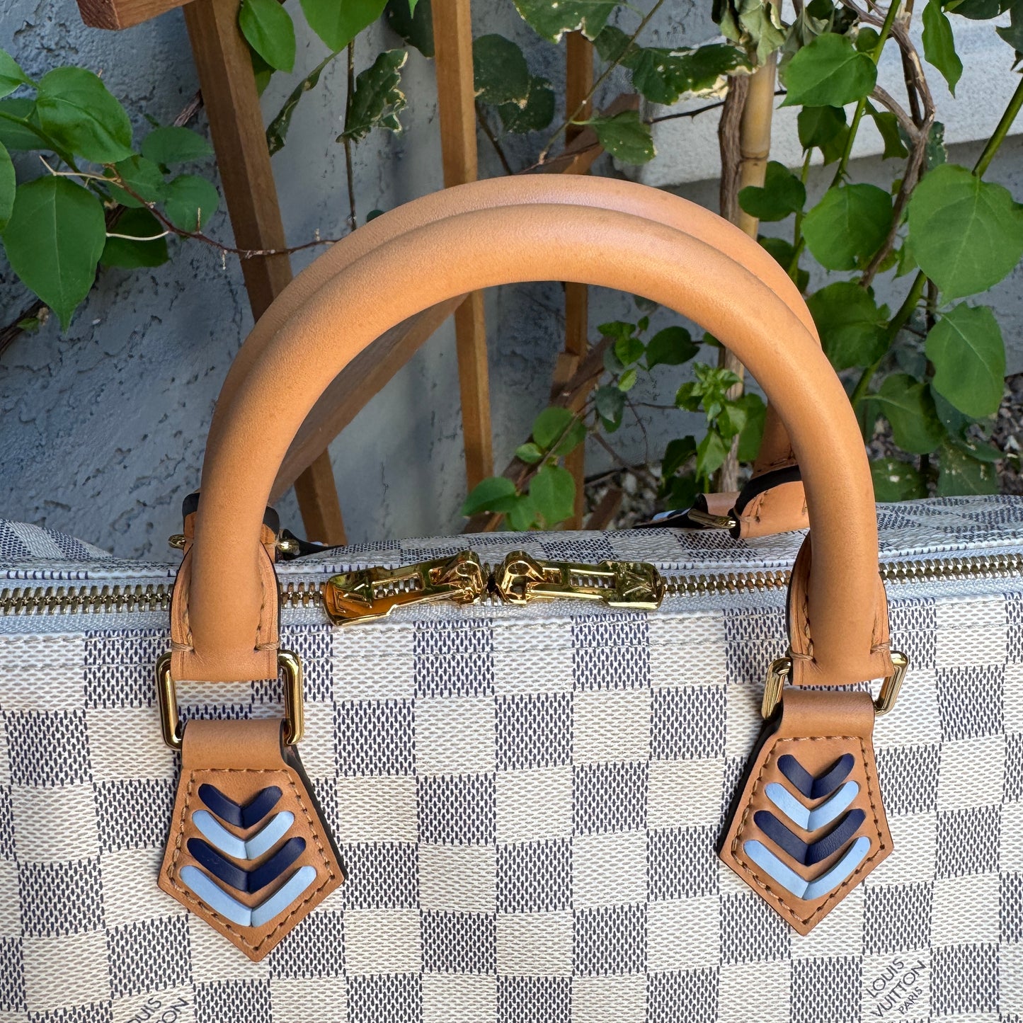 Louis Vuitton Damier Azur Canvas Braided Speedy 30 Bandouliere