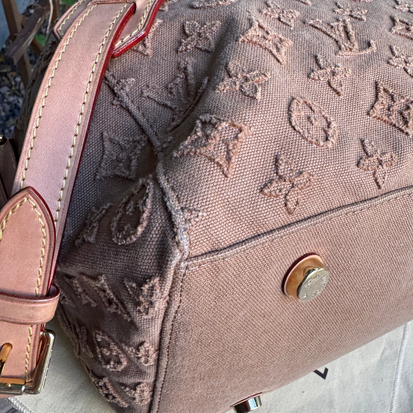 Louis Vuitton Monogram Stone Denim Speedy Bandouliere 35