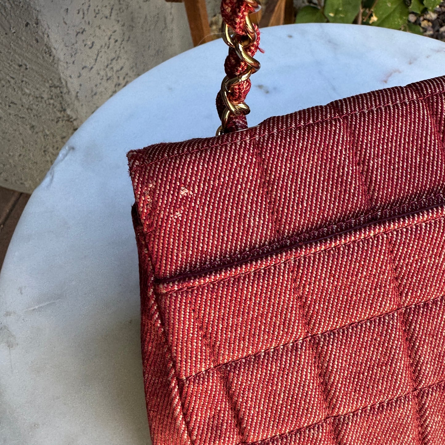 Chanel Vintage Denim Chocolate Bar Quilt Single Flap Shoulder Bag