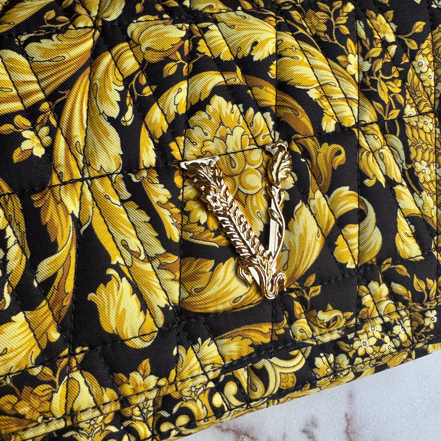 Versace Virtus Barocco Chain Flap Crossbody