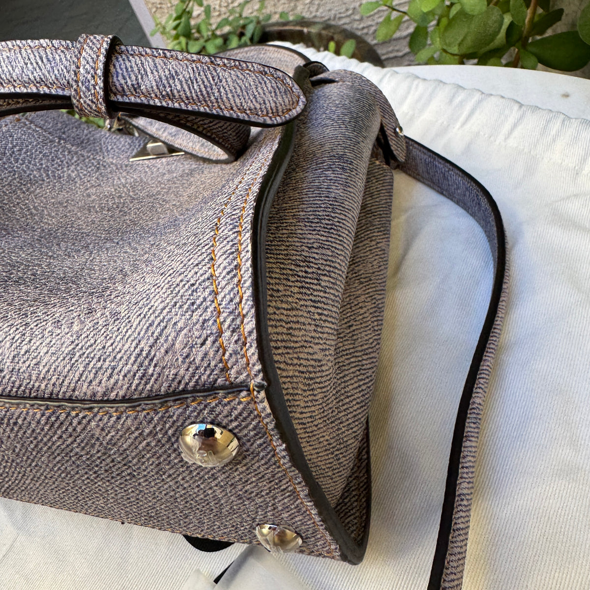 Fendi Denim Effect Leather Mini Peekaboo
