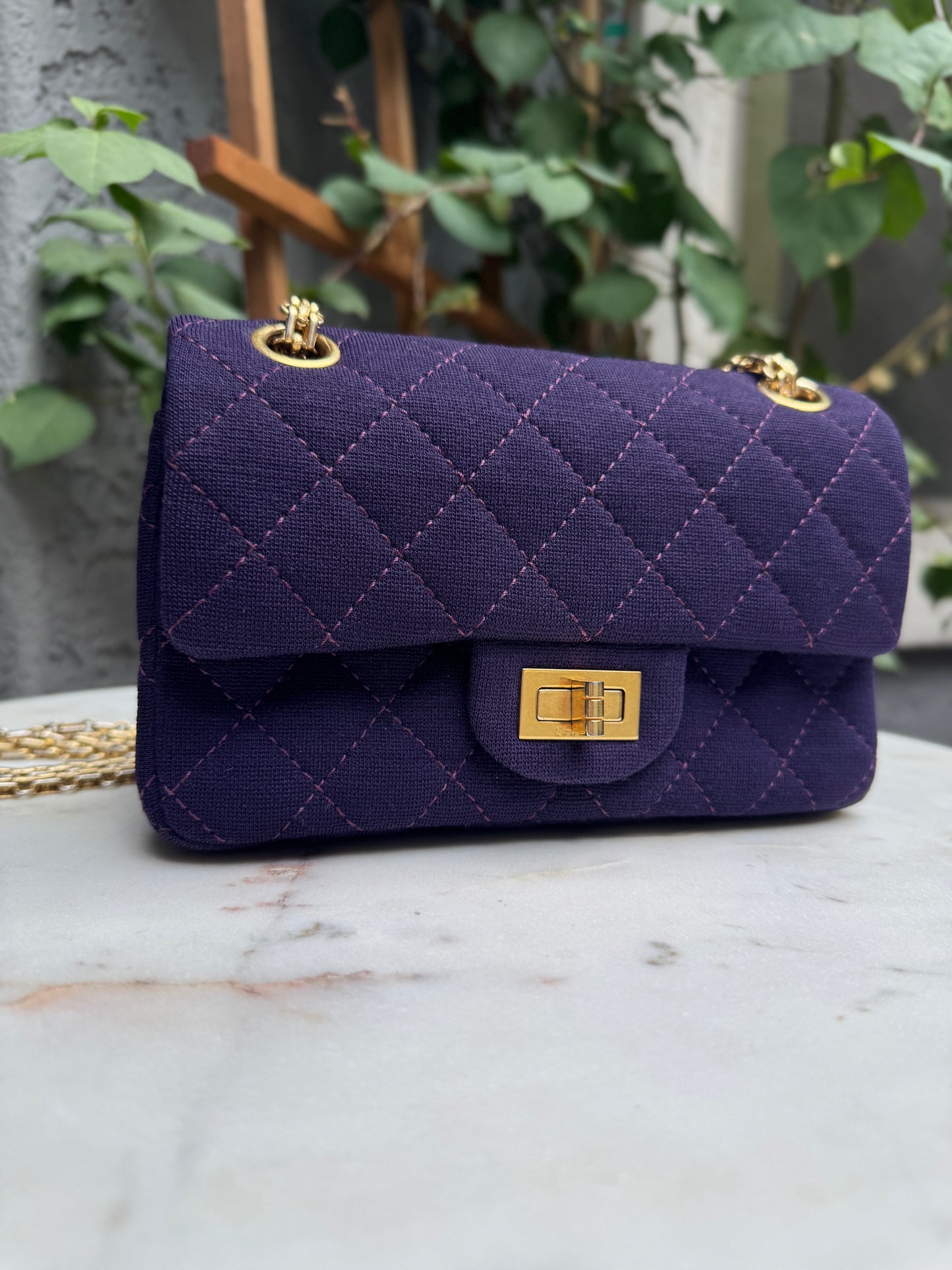 Chanel Reissue 2.55 Flap Bag Quilted Jersey 224 Double Flap Crossbody