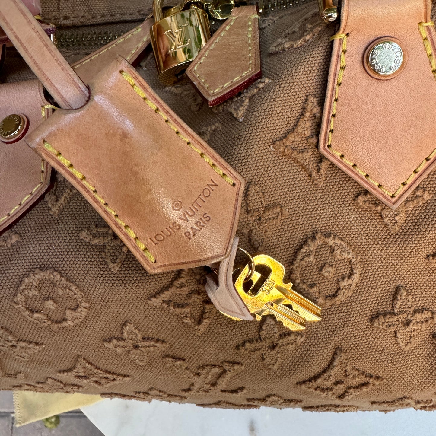 Louis Vuitton Monogram Stone Denim Speedy Bandouliere 35