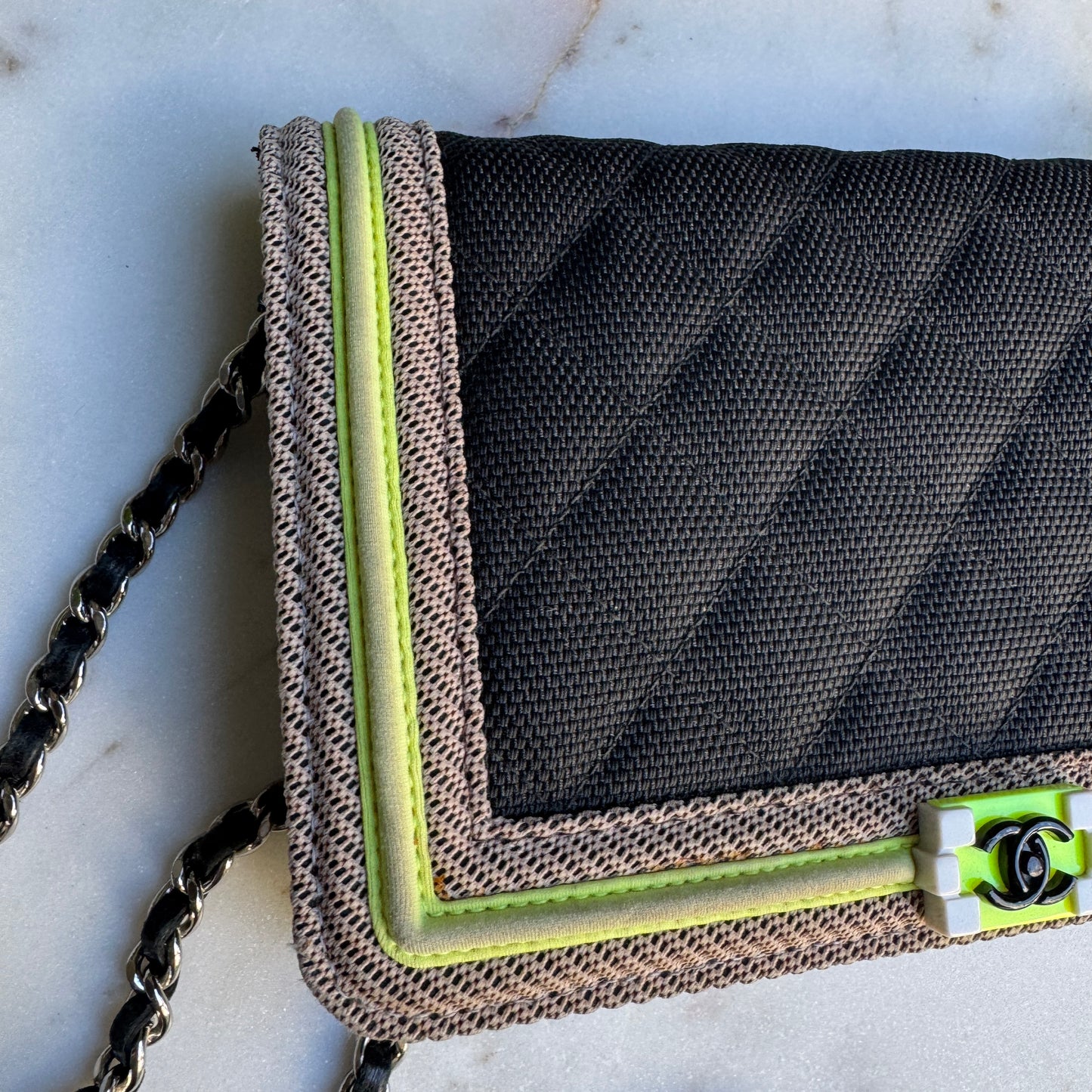 Chanel Fluo Boy Nylon WOC Wallet on Chain Crossbody