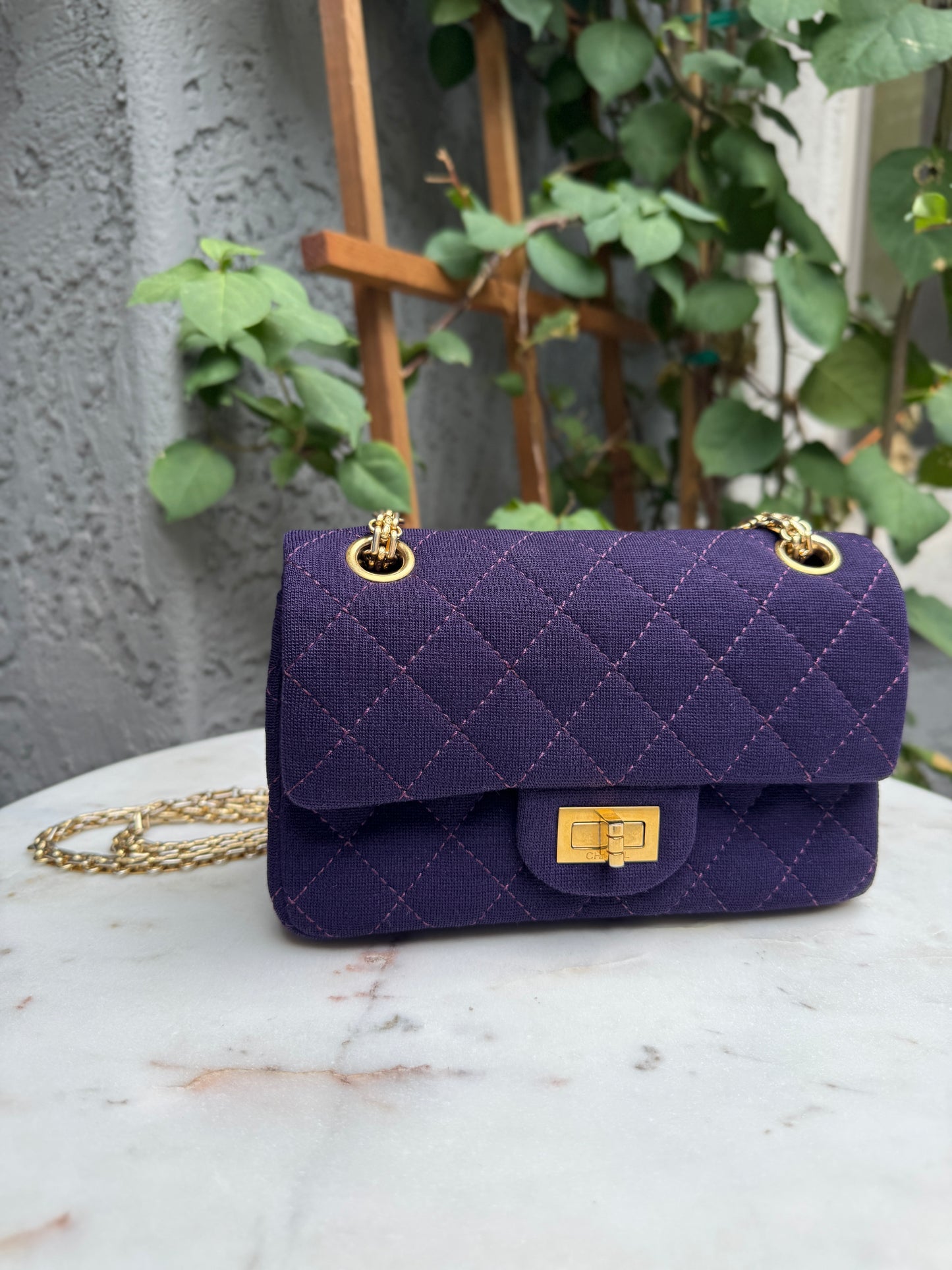 Chanel Reissue 2.55 Flap Bag Quilted Jersey 224 Double Flap Crossbody