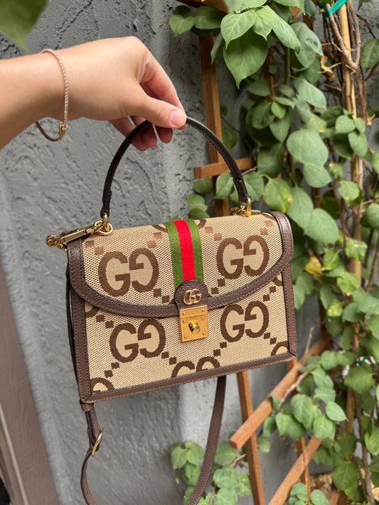 Gucci Ophidia Jumbo Monogram Top Handle Crossbody
