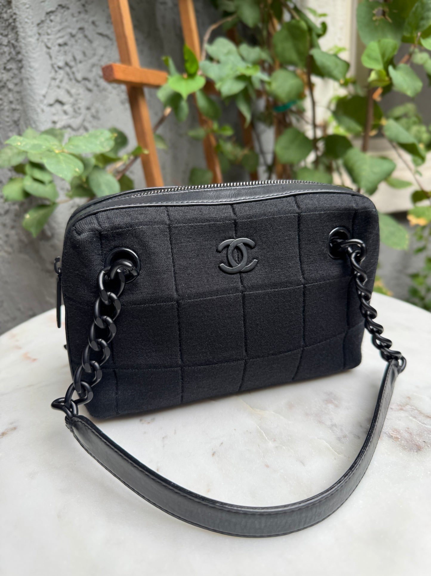 Chanel Y2K Jersey Chocolate Bar Shoulder Bag