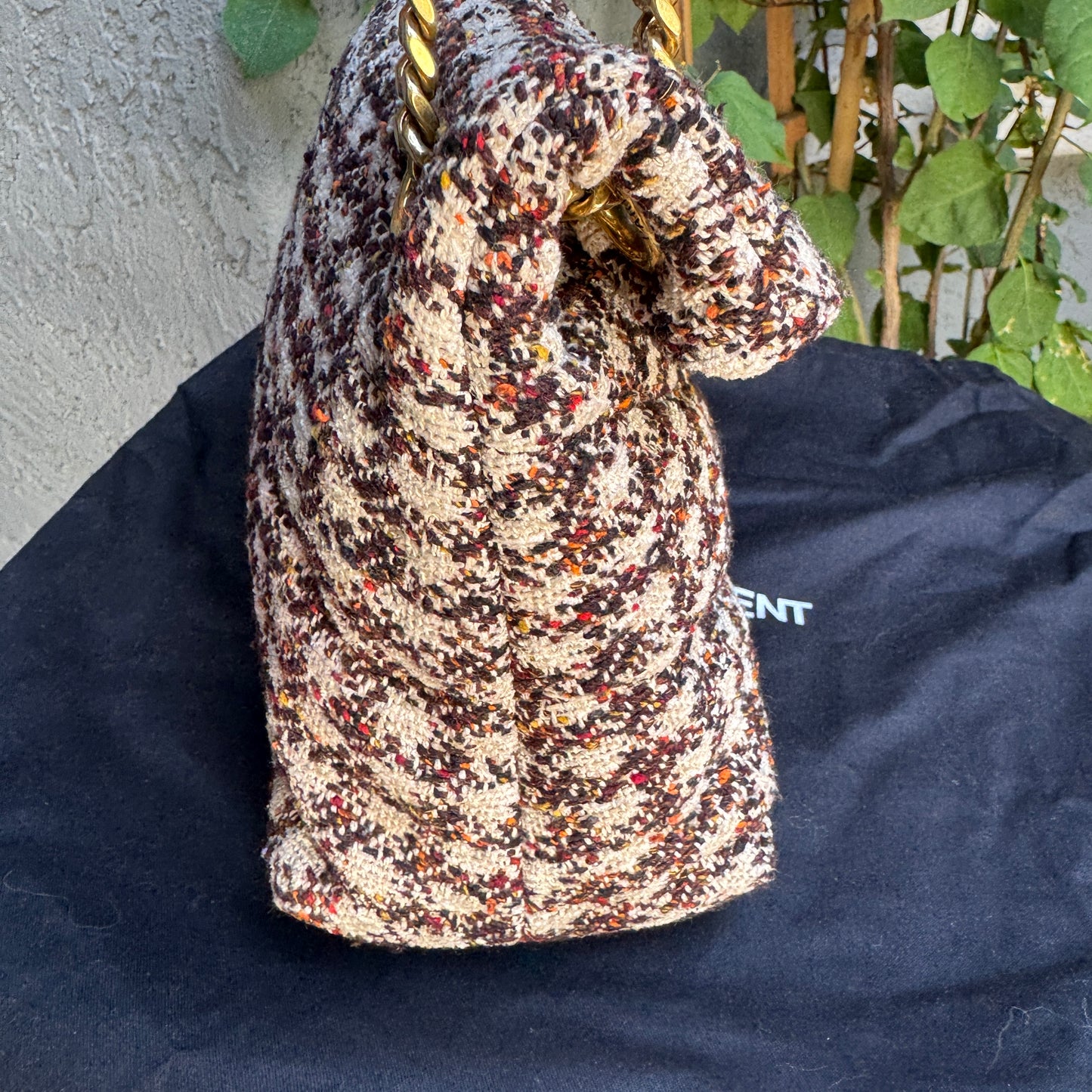 Saint Laurent Tweed Loulou Medium Monogram Puffer Shoulder Bag