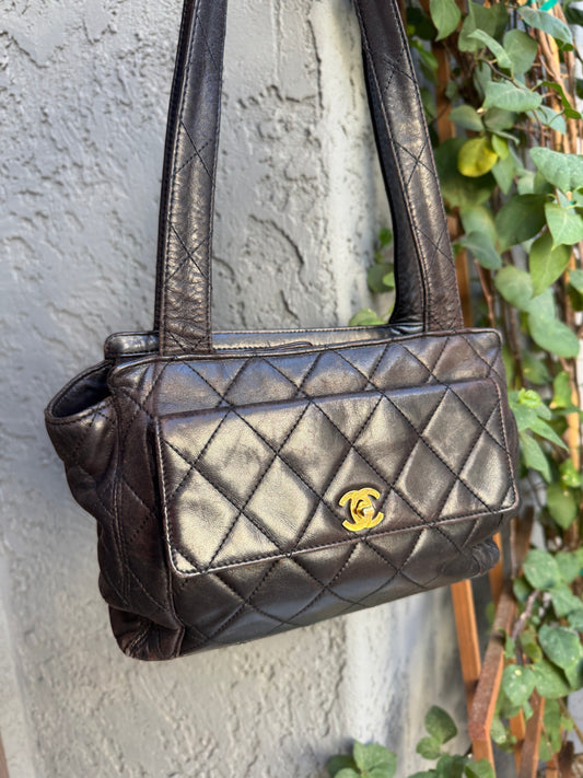 Chanel Quilted Lambskin Leather Vintage CC Flap Shoulder Bag