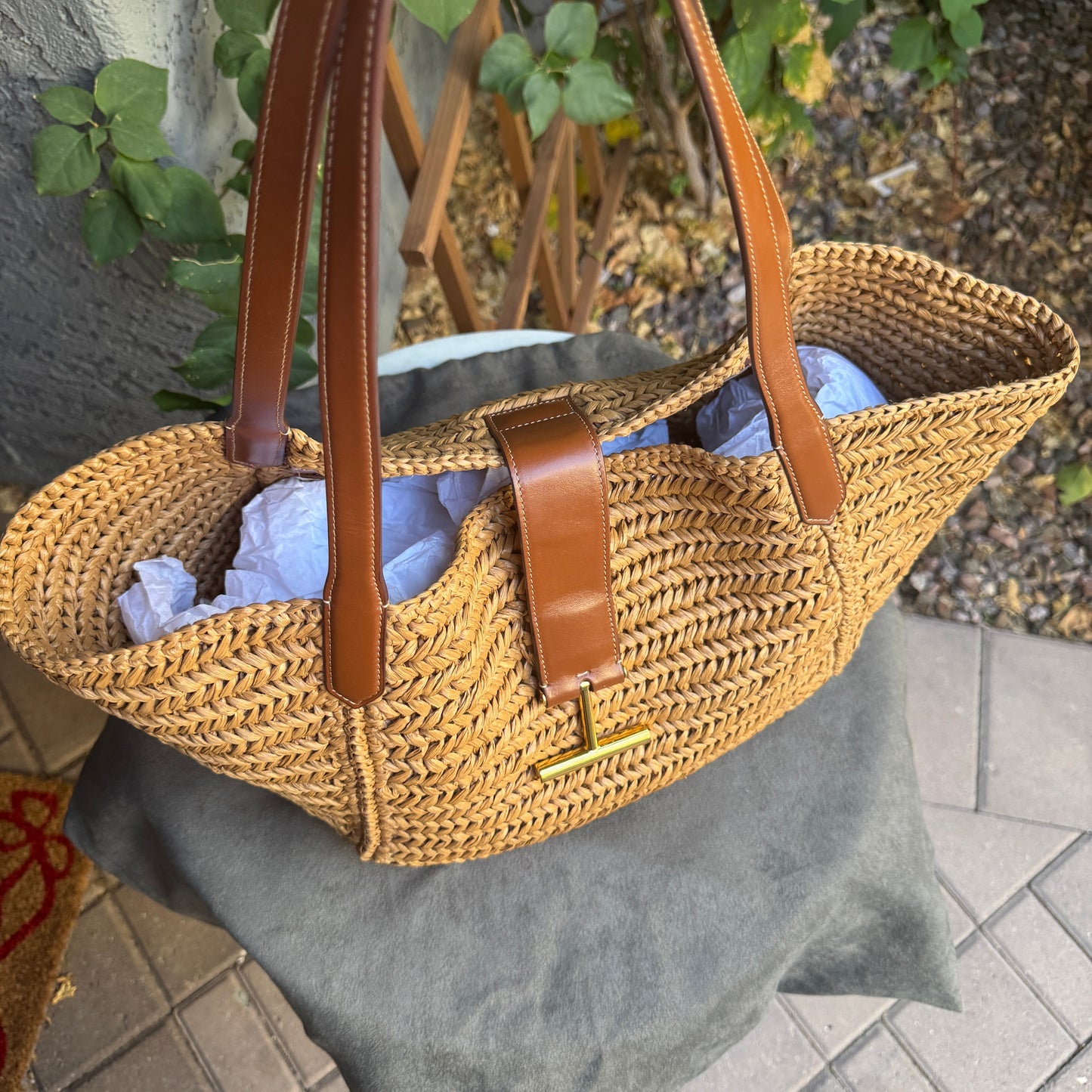 Tom Ford Raffia Medium Tara Tote