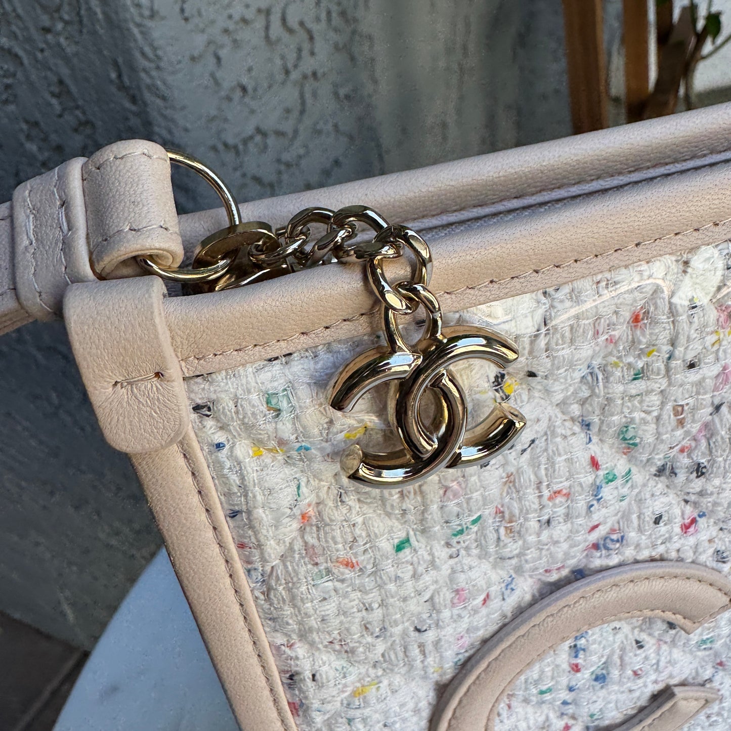 Chanel Tweed PVC Large Wristlet Clutch